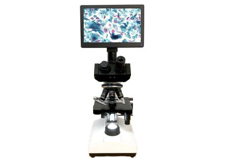 गुणवत्ता  LCD Screen Lab Biological Microscope 10X 40X 6V 20W Monocular Light Microscope कारखाना